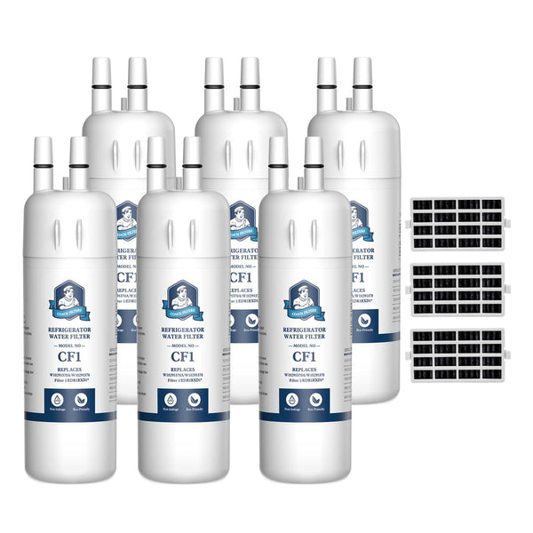 CoachFilters EDR1RXD1 W10295370A 9081 Refrigerator Water Filter with Air Filter, 6Pack