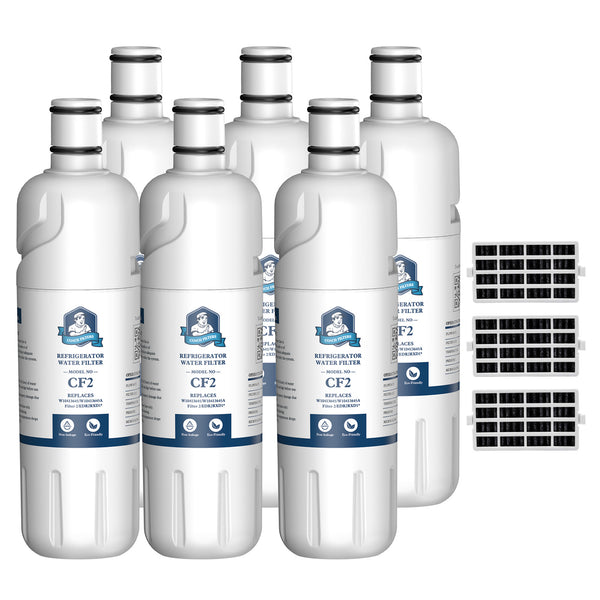 CoachFilters EDR2RXD1 W10413645A 9082 Refrigerator Water Filter with Air Filter, 6Pack