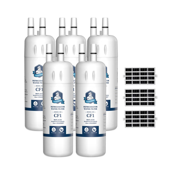 CoachFilters EDR1RXD1 W10295370A 9081 Refrigerator Water Filter with Air Filter, 5Pack